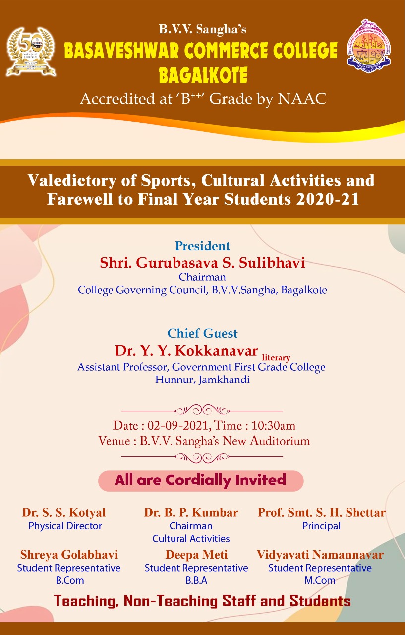 Valedictory Of Sports Cultural Activities And Farewell To Final Year Students 21 21 Basaveshwar Commerce College